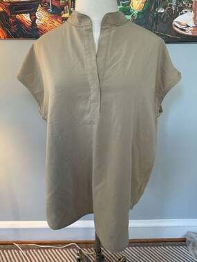 FIGS Women’s Rafaela Overused Scrub Top in khaki size L